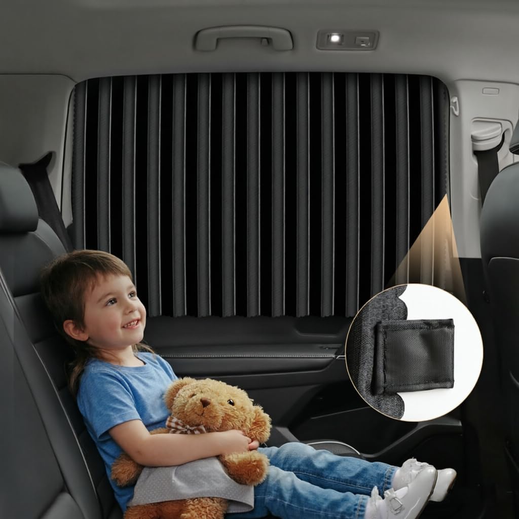 Magnetic Car Side Window Sun Shades for Breastfeeding, Taking a nap, Camping (Back Seat 2pcs)