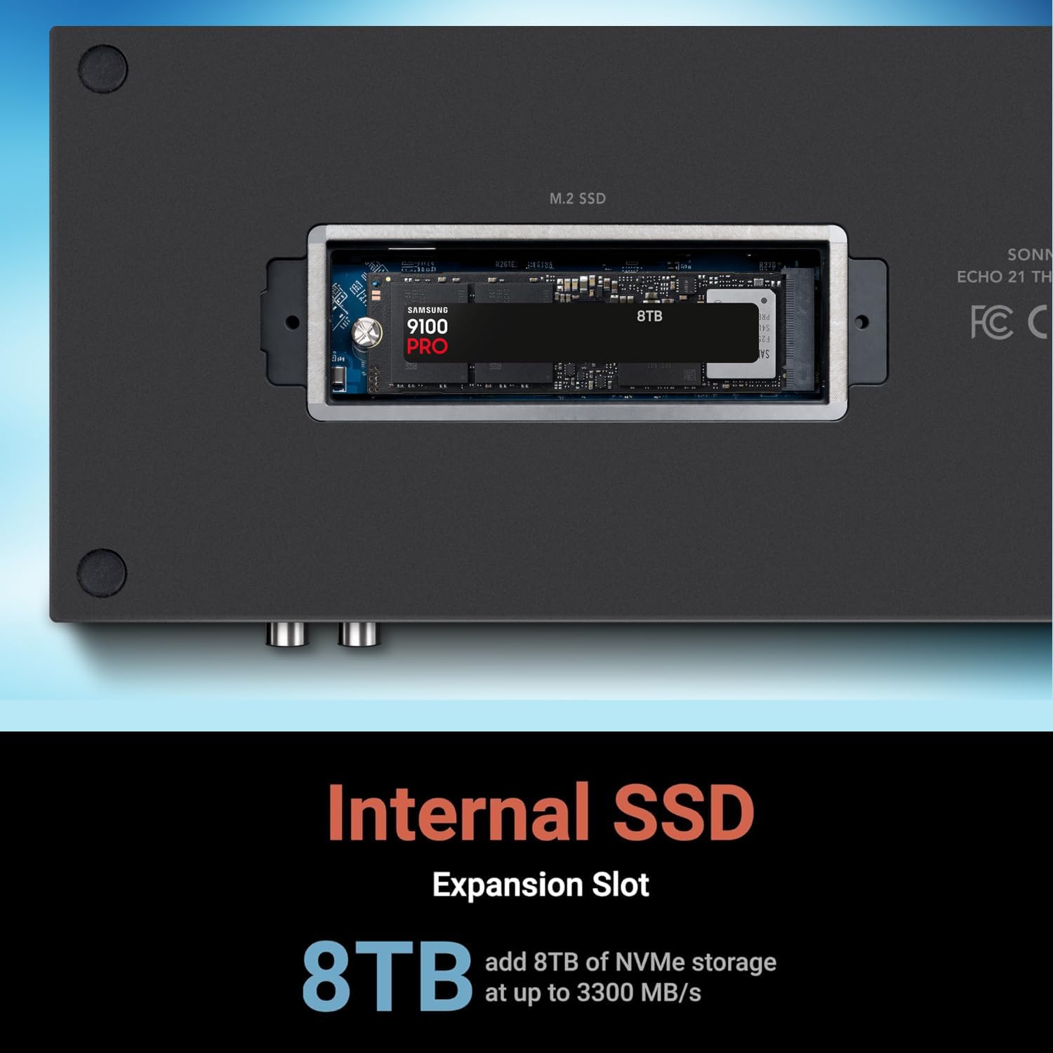 Sonnet Echo 21 Thunderbolt 5 SuperDock – Thunderbolt 5 Dock with M.2 NVMe SSD Slot, 10Gb Ethernet, 3 Thunderbolt 5 Ports, HDMI, DisplayPort, 9 USB 10 Gbps, 140W Charging, SD Card Reader, Mac, Windows