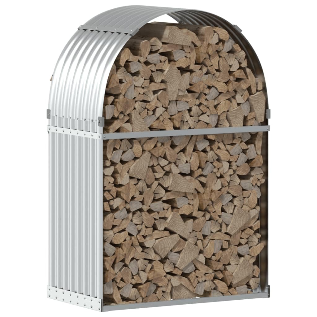 Supporto per legna da ardere, in acciaio zincato, 80 x 45 x 120 cm, robusto scaffale per legna da ardere, con 2 ganci, per riporre la legna da ardere in giardino, terrazza e interni, per