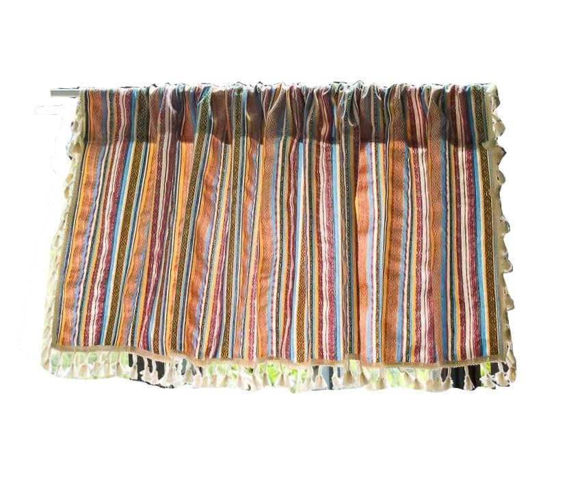 Cortinas de cocina estilo rústico semiopacas de lino y algodón bohemio