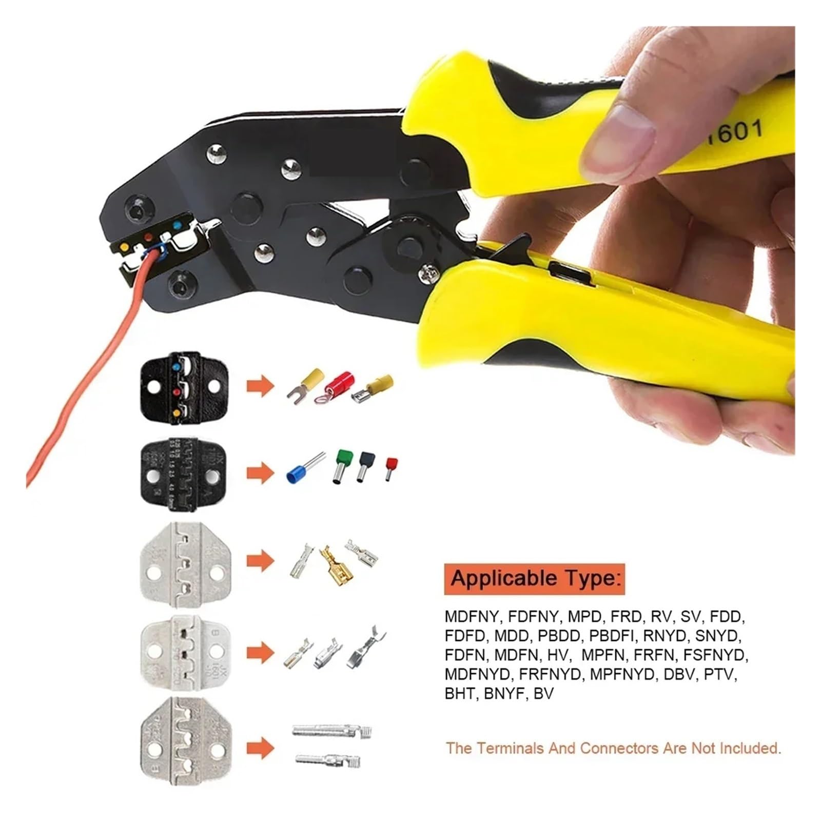Kit de alicates de crimpado de terminales de cable profesionales, herramienta de crimpado de casquillos de cordón, herramientas manuales for terminales de cable, herramienta de crimpado Para electrici