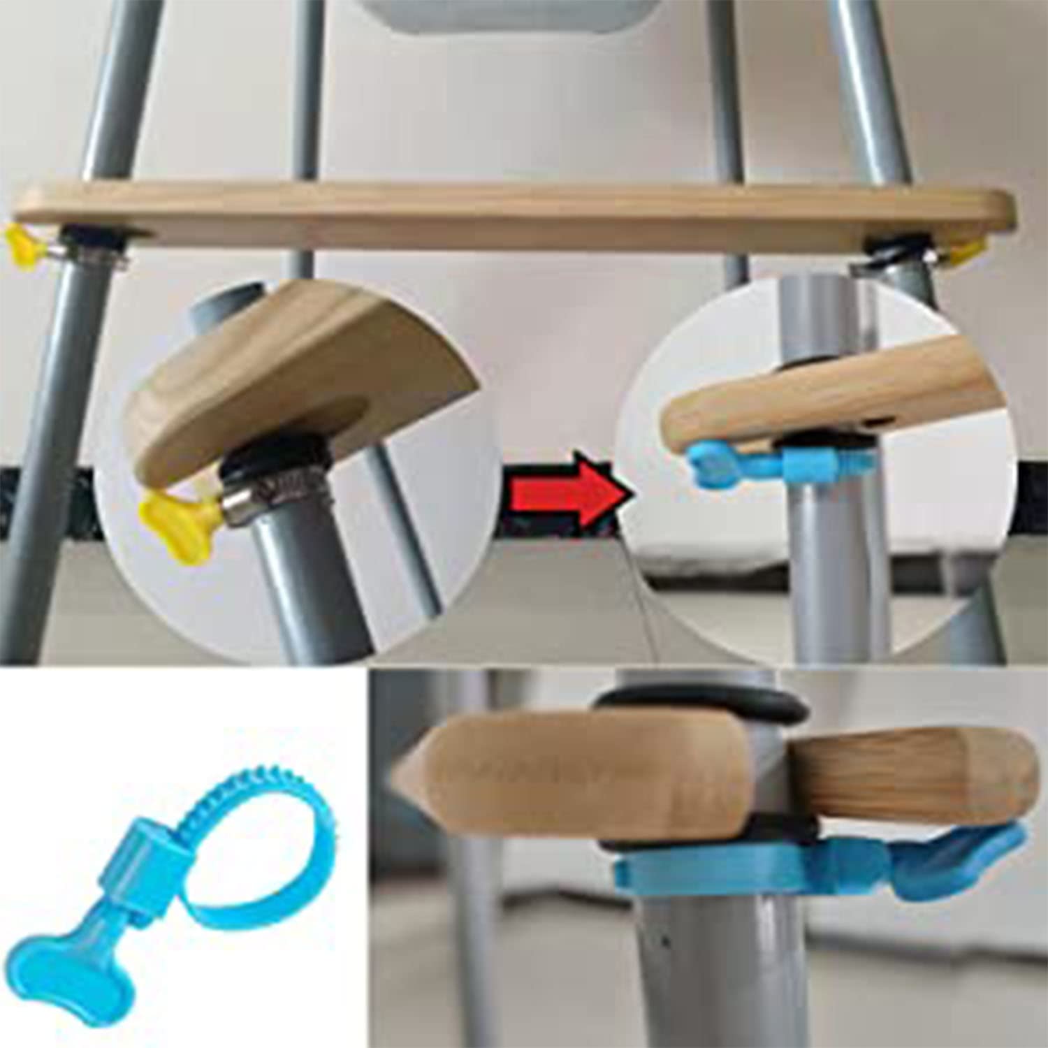 Reposapiés para Trona, Ajustable Antideslizante Pino Natural de Madera Accesorios Reposapiés Silla Alta Bebé de Resorte Compatible Tronas para Bebés