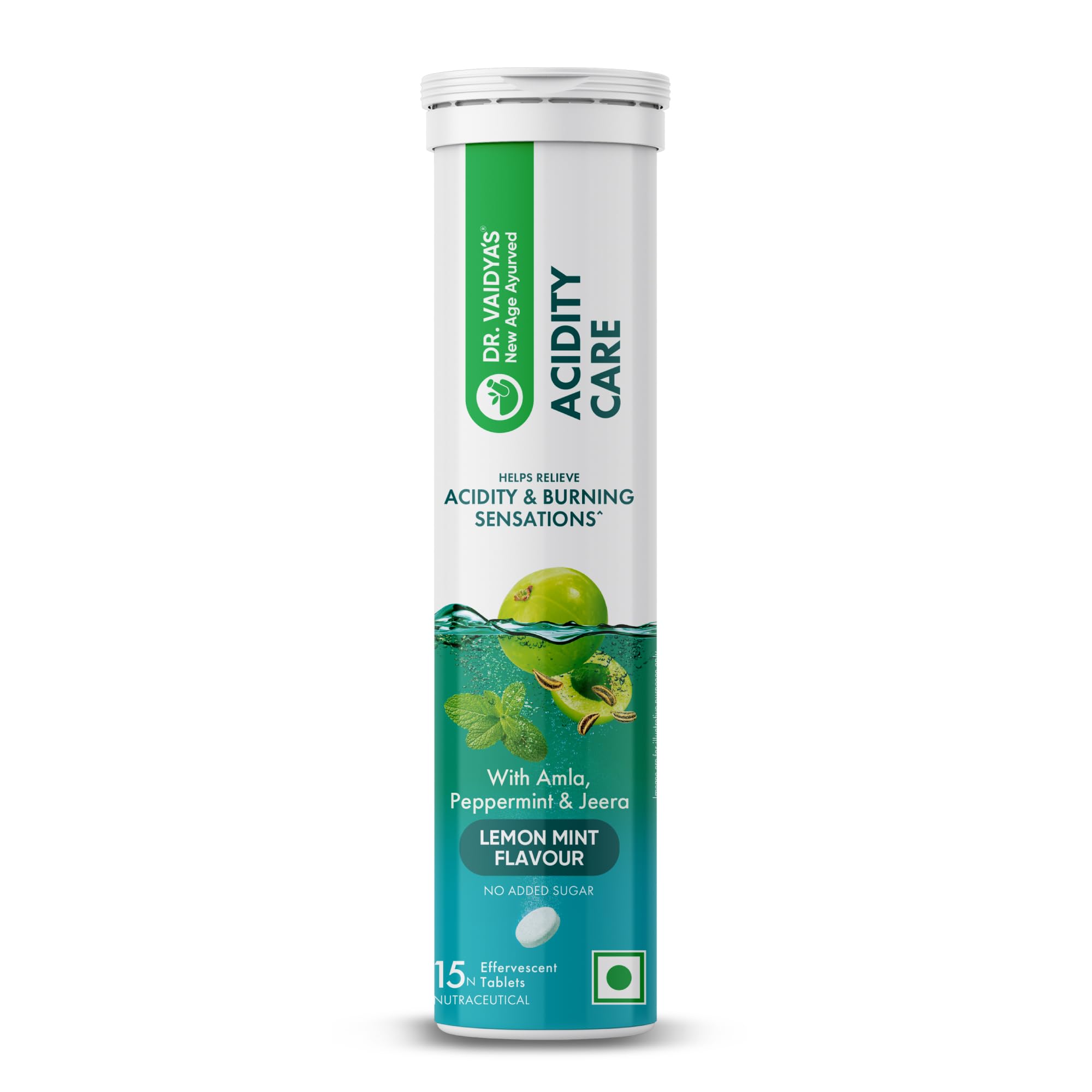 Dr. Vaidya’s Acidity Relief Care Effervescent Tablets | Reduces Acidity & Bloating | Improves Digestion | Yashtimadhu root extract, Amla, and Jeera | Lemon Mint Flavour | 15 Tablets (Pack of 1) (B0D1YDFCN9) Amazon Price History, Amazon Price Tracker