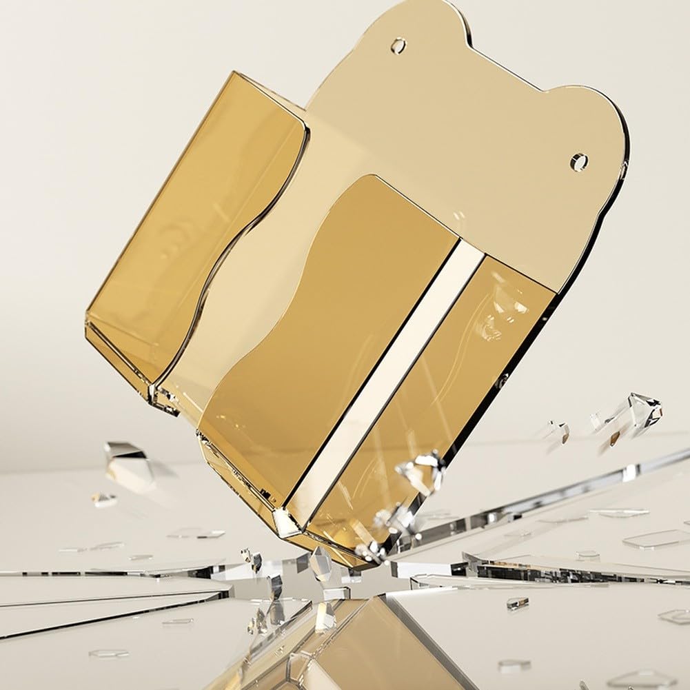 Soporte de pared para teléfono con estación de carga, organizador antideslizante para mesita de noche, oficina y baño, material de policarbonato, 10,5 x 9,5 cm, gris/amarillo/transparente