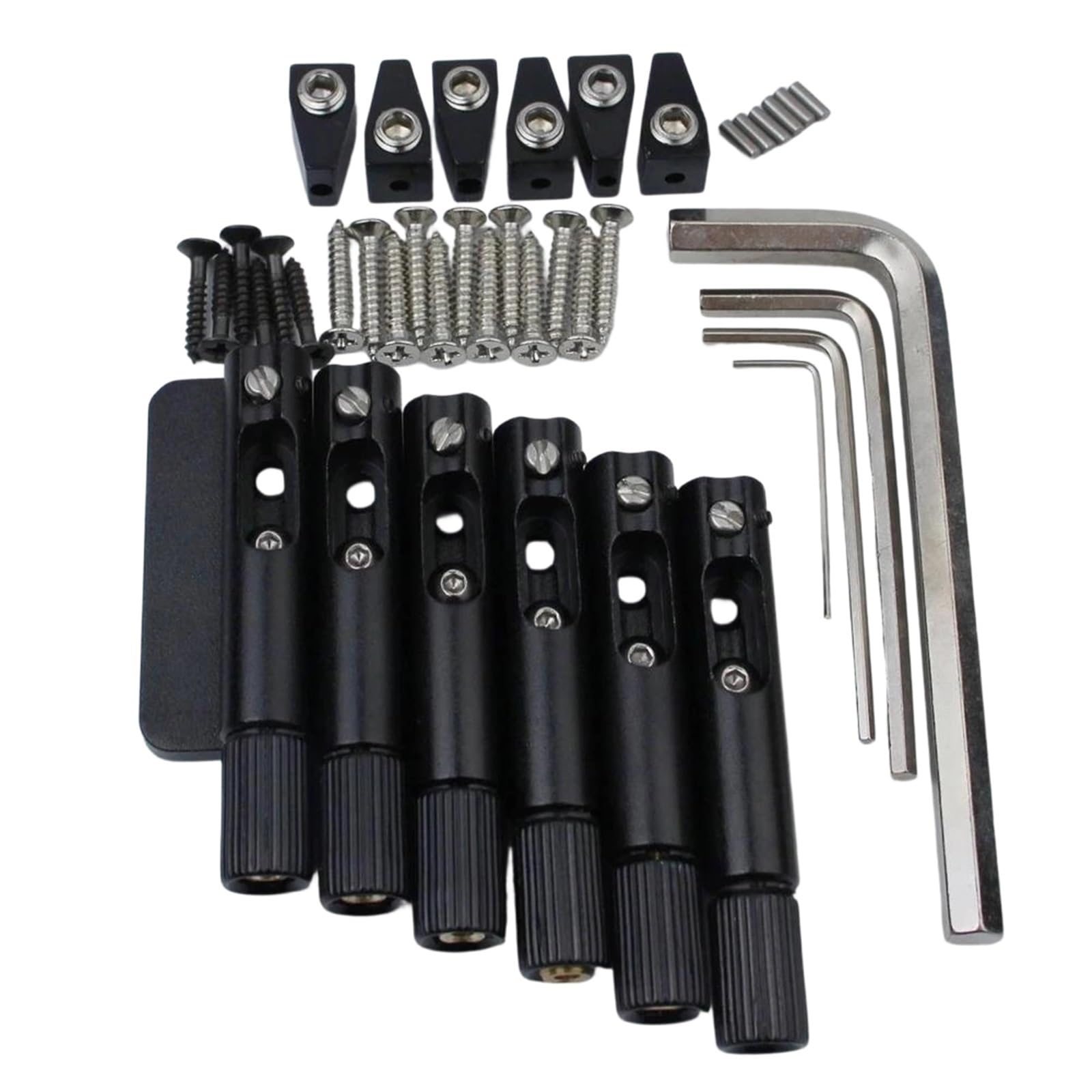 Standard Mostek Gitarowy Pojedyncze Stałe Mostki Wentylatorów Do Bezgłowych Progów Gitary Elektrycznej 6 7/8 Strun(6 piece BK)