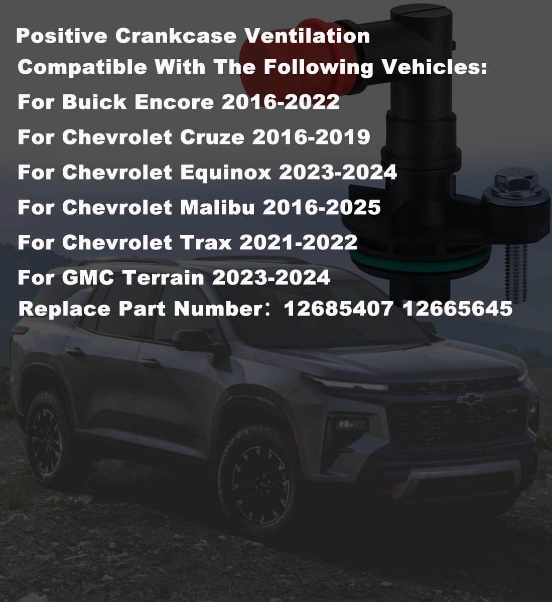 FASTCHE Positives Kurbelgehäuseentlüftung (PCV) Ventil, PCV-Ventil, kompatibel mit Chevrolet Cruze Equinox Malibu Trax & Buick Encore & GMC Terrain ersetzt # 12685407 12665645