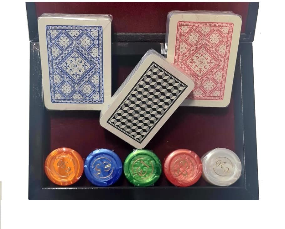 Generico Carte da Gioco con Cofanette in legno fatto a Mano Artigianale Poker e Napoletane - Misure 21x15,5 cm (Veduta sul Porto)