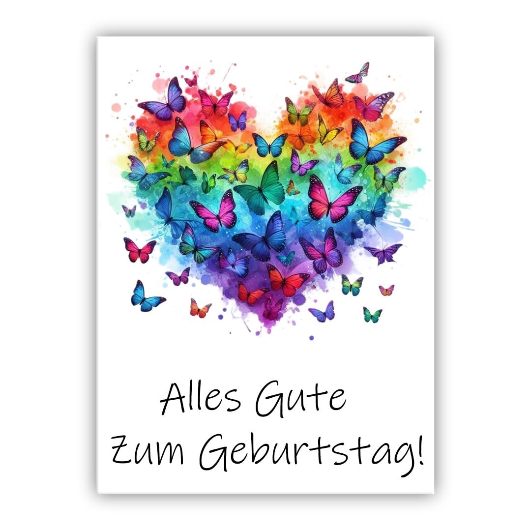 Multilingual Birthday Card – “Happy Birthday” in different languages | Rainbow Heart Design | Festive Greeting Card for All Ages (• German: Alles Gute zum Geburtstag)