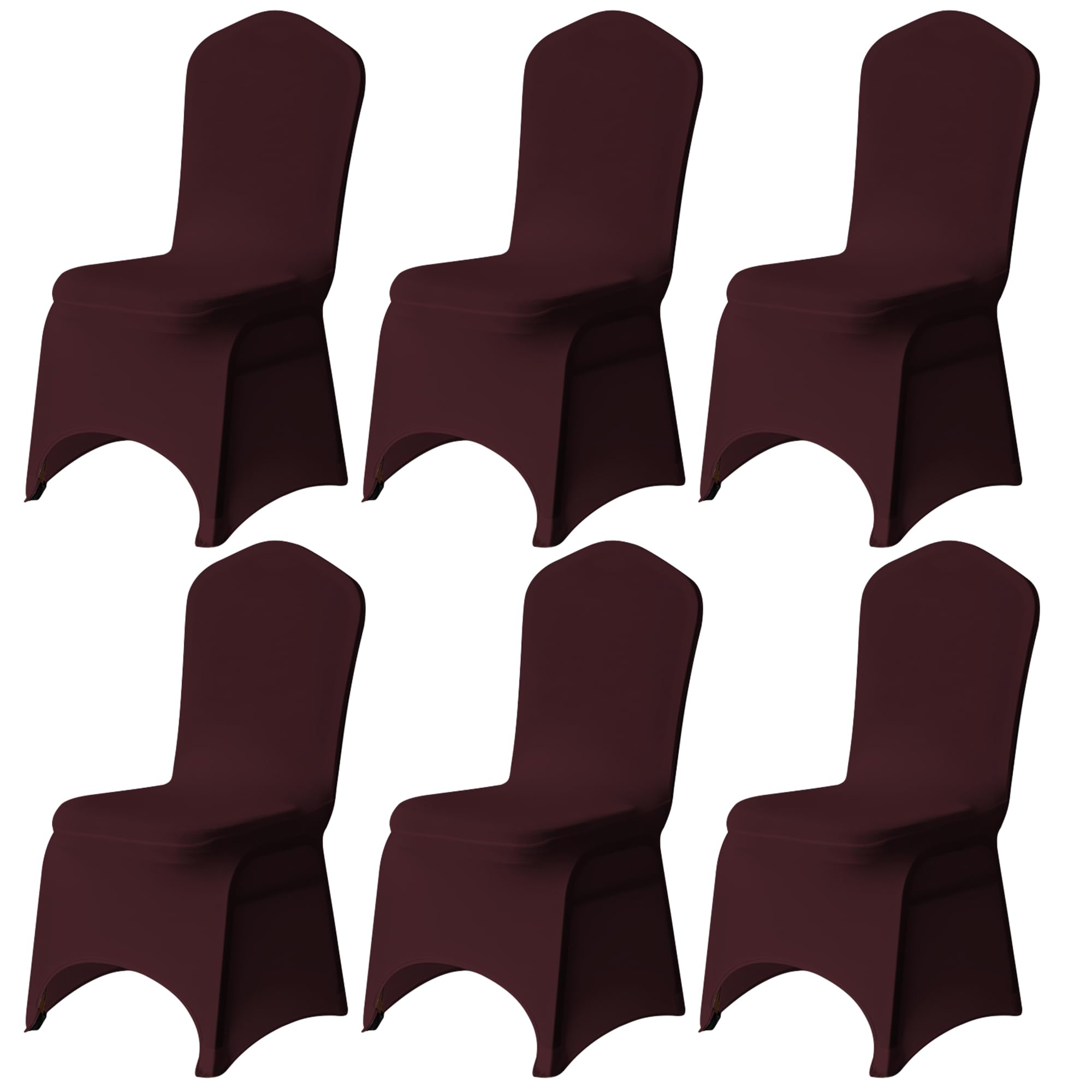 Trimming Shop 6pcs Burgundy Wedding Chair Covers Stretch Slipcovers