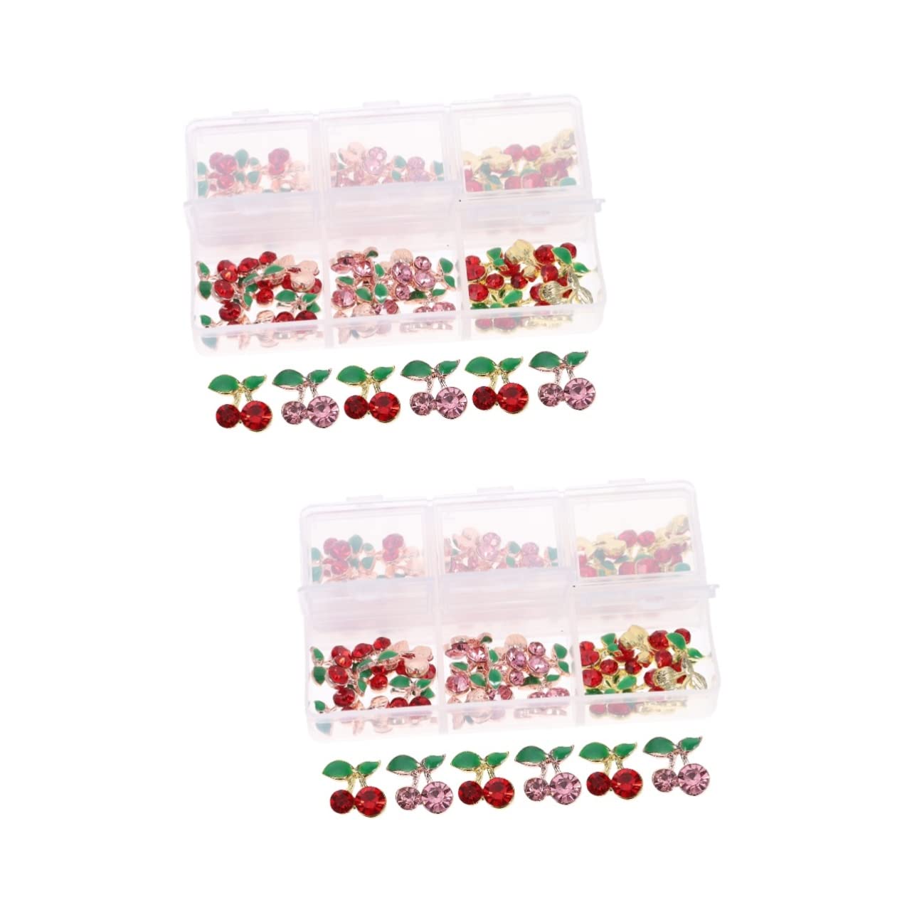 120 Pz Accessori Per Nail Art Con Strass Unghia Di Frutta Luccica Gioielli Per Unghie Strass Arancioni Borchie Per Unghie Lucide Ornamenti Glitterati Perno Lega Ciliegia 3d