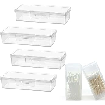 Cotton Buds Container for Travel Pack of 4 Dustproof Lid