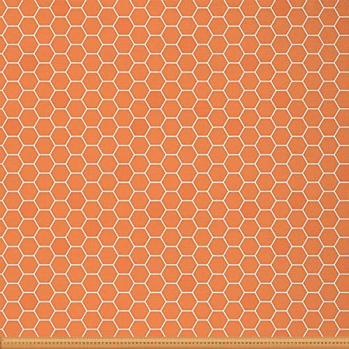 Hexagon Upholstery Fabric for Chairs Honeycomb Abstract Geometric Fabric by The Yard Orange White Decorative Fabric for Upholstery and Home DIY Projects 5 Yards,(L460*W150cm)