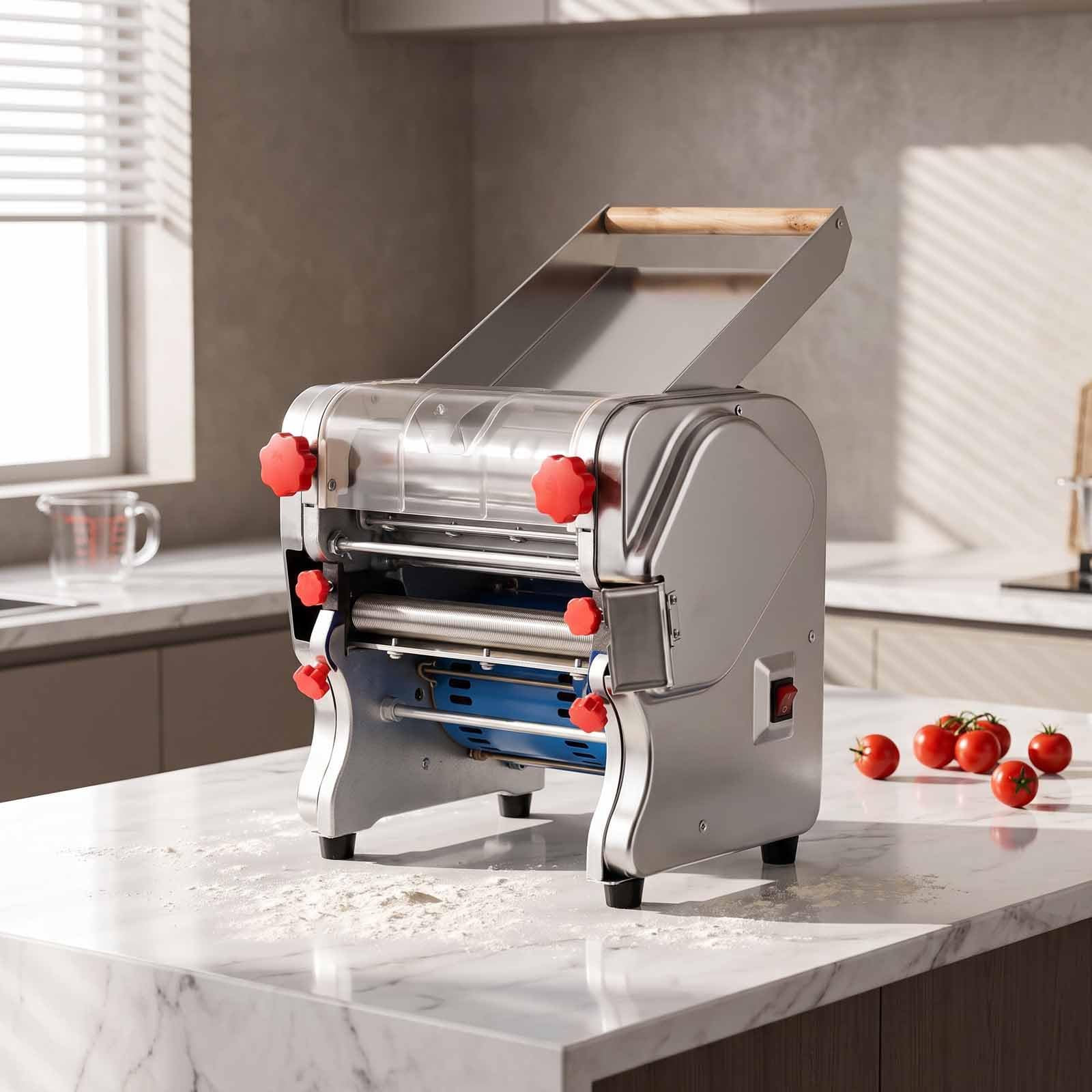 Macchina per La Pasta Elettrica da 550 W, Sfogliatrice Professionale per Ravioli E Pasta, Spaghetti Freschi Fatti in Casa in 10 Minuti, per Noodles/Spaghetti/Lasagne/Ravioli Fkm200