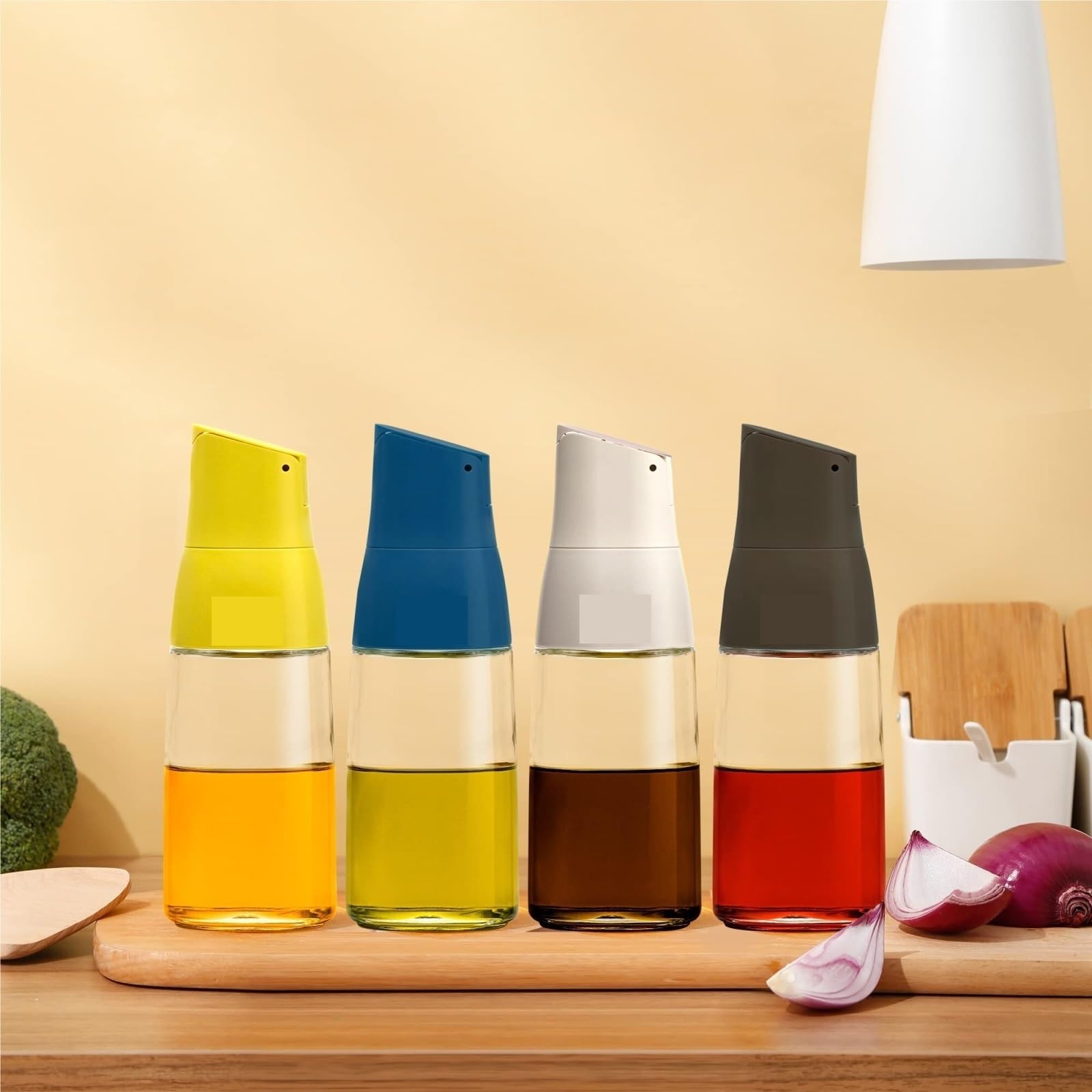 Set di 3 dispenser di olio in vetro, bottiglie di olio d'oliva, aceto e salsa di soia, contenitori da cucina, eleganti ampolle blu per olio e aceto per cucinare