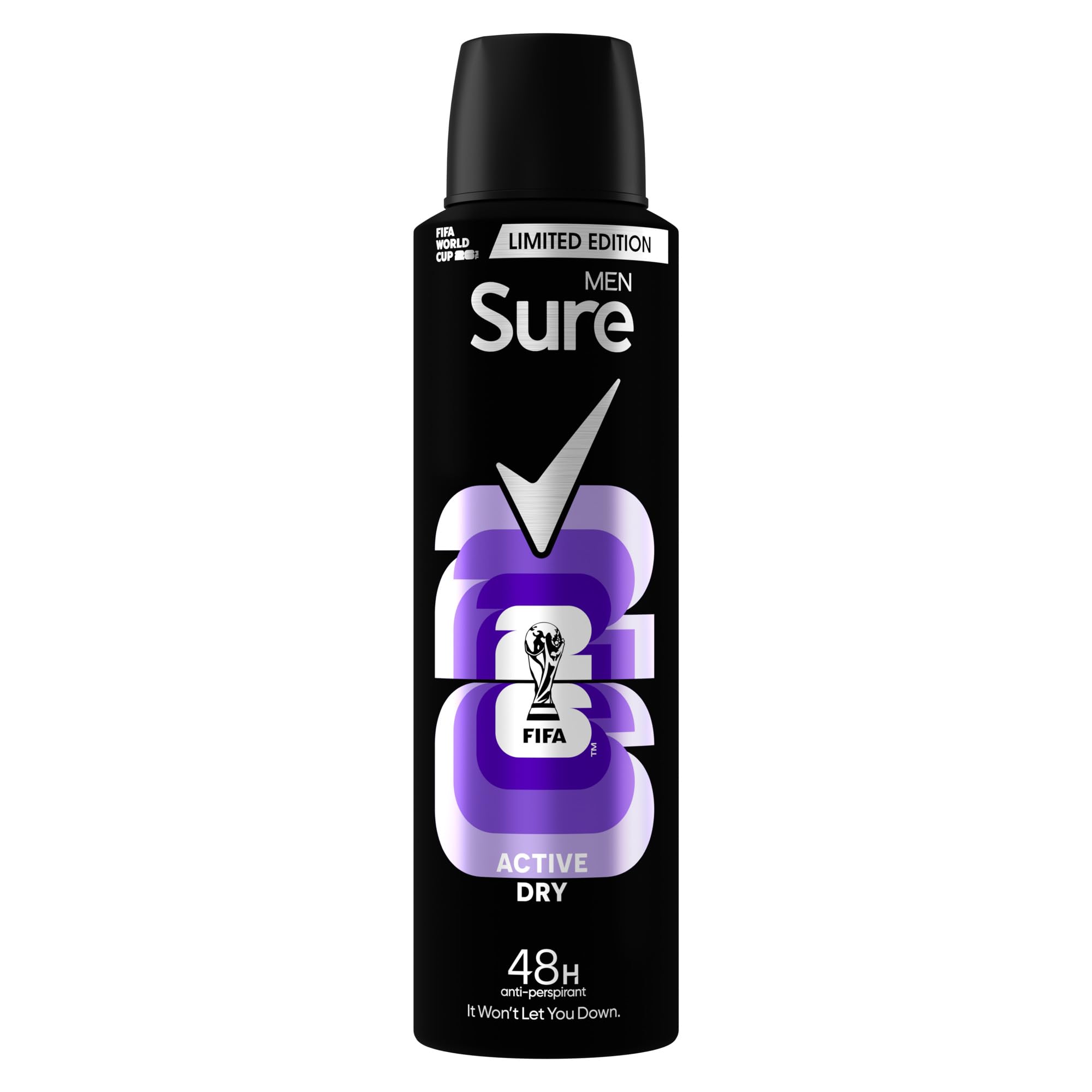 Sure Men Active Dry Deodorant Body Spray Antiperspirant with MotionSense technology for 48 hour protection against sweat and odour 150 ml, Pack of 6 — view 2