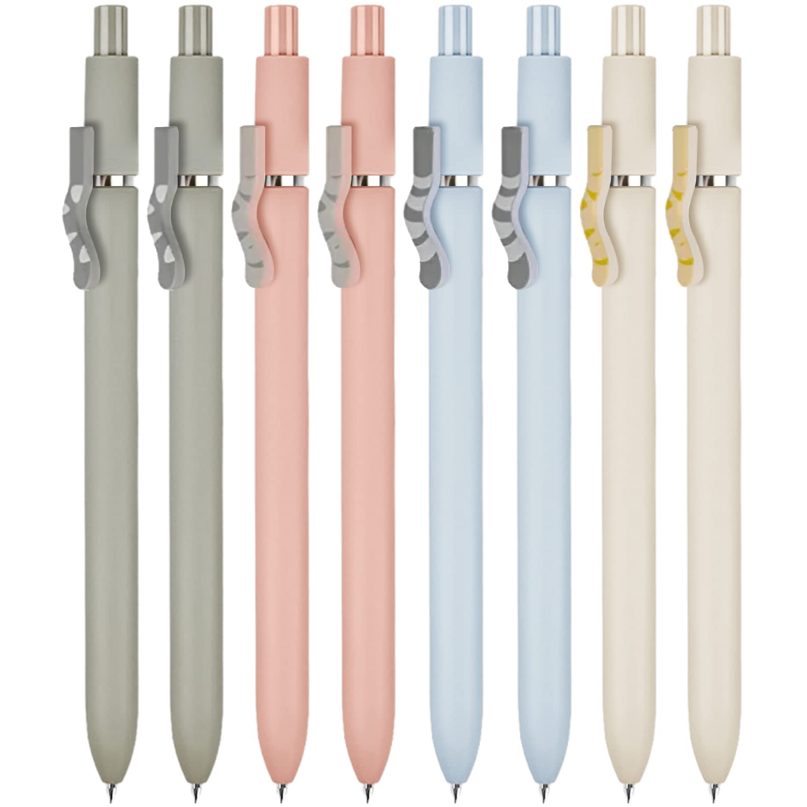 UIXJODO Cat Pens, 8 Pcs 0.5mm Cute Kawaii Black Ink Fine Point Smooth Writing, High-End Series Cat's Tail Retractable for Journaling Note Taking