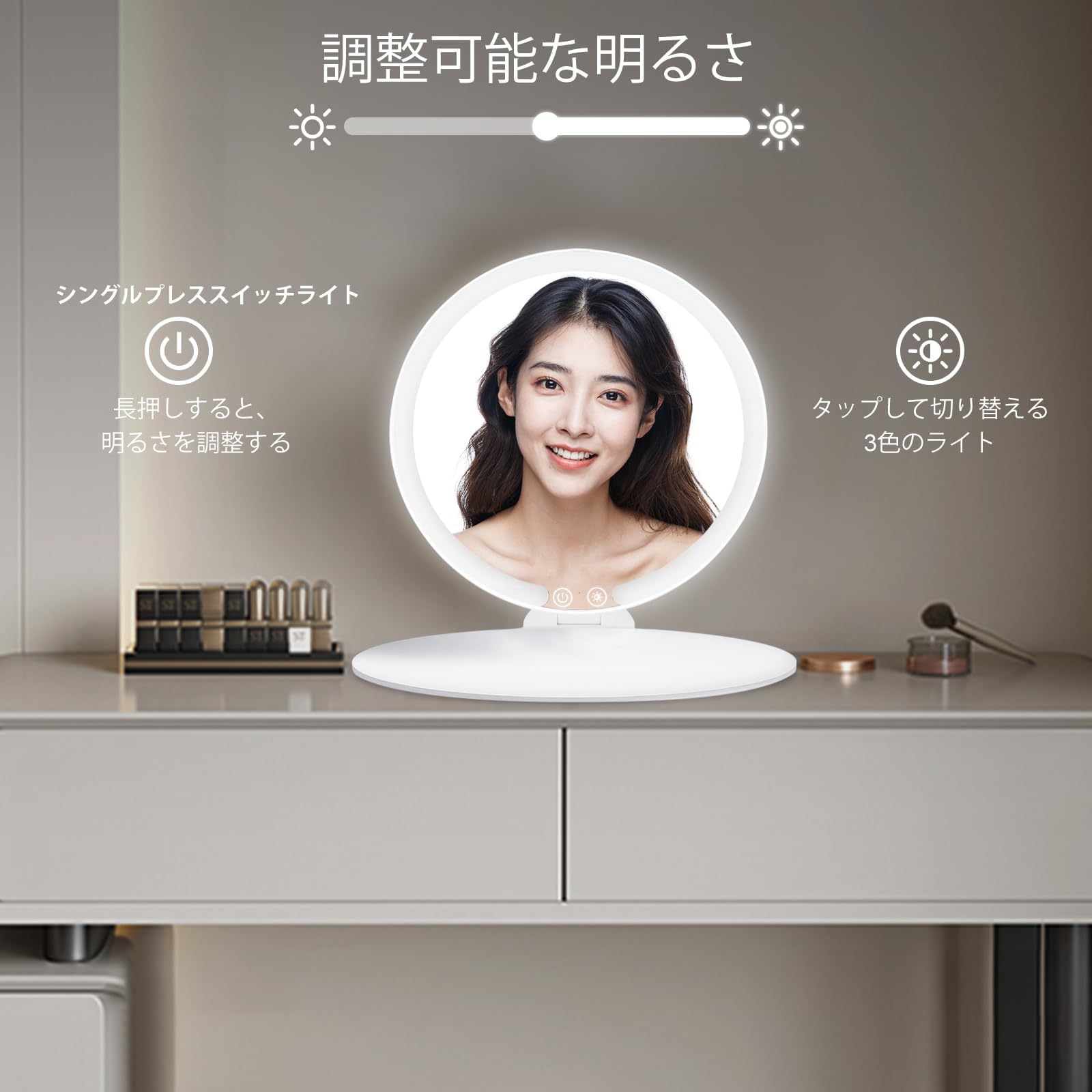 Amazon.co.jp: MILEDUO 卓上 メイク 鏡 女優ミラー ライト付き - LED