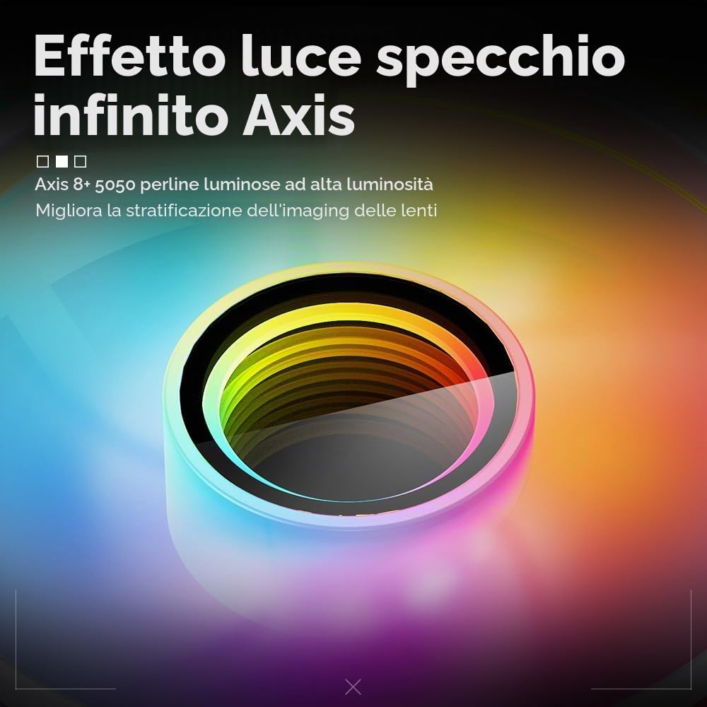 TZMRIT Prism 6MAX Reverse Blade RGB PC Ventola 120 mm 3 pezzi [Rettangolo Infinity Mirror MAX] [1850±10% RPM] 5V3PIN ARGB e 12V4PIN PWM Ventola Nero