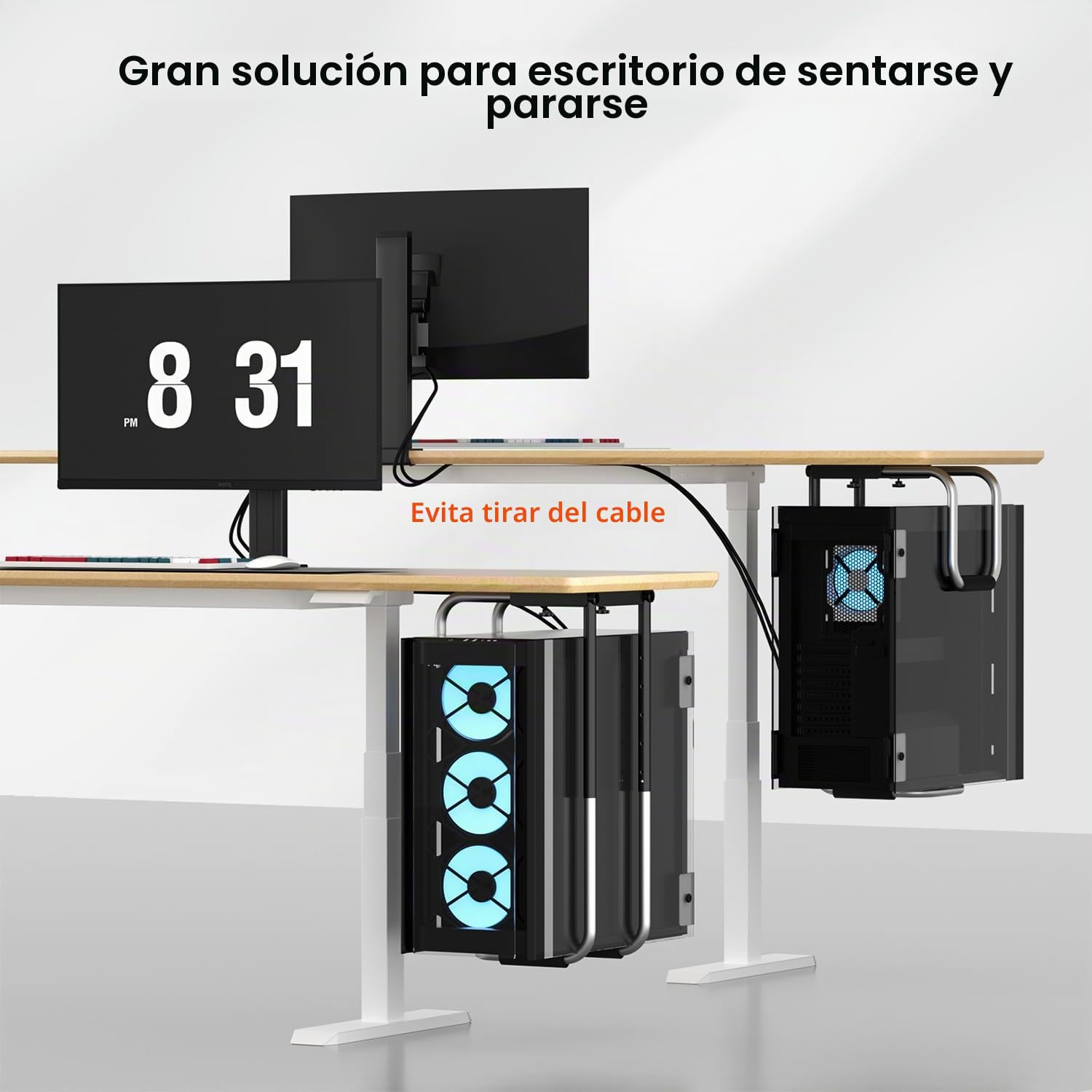 PUTORSEN Soporte pc CPU Bajo Mesa Ajustable Universal, Torre Heavy Duty con Almohadilla Protectora, Excelente Circulación de Aire para Casos de PC hasta 30kg
