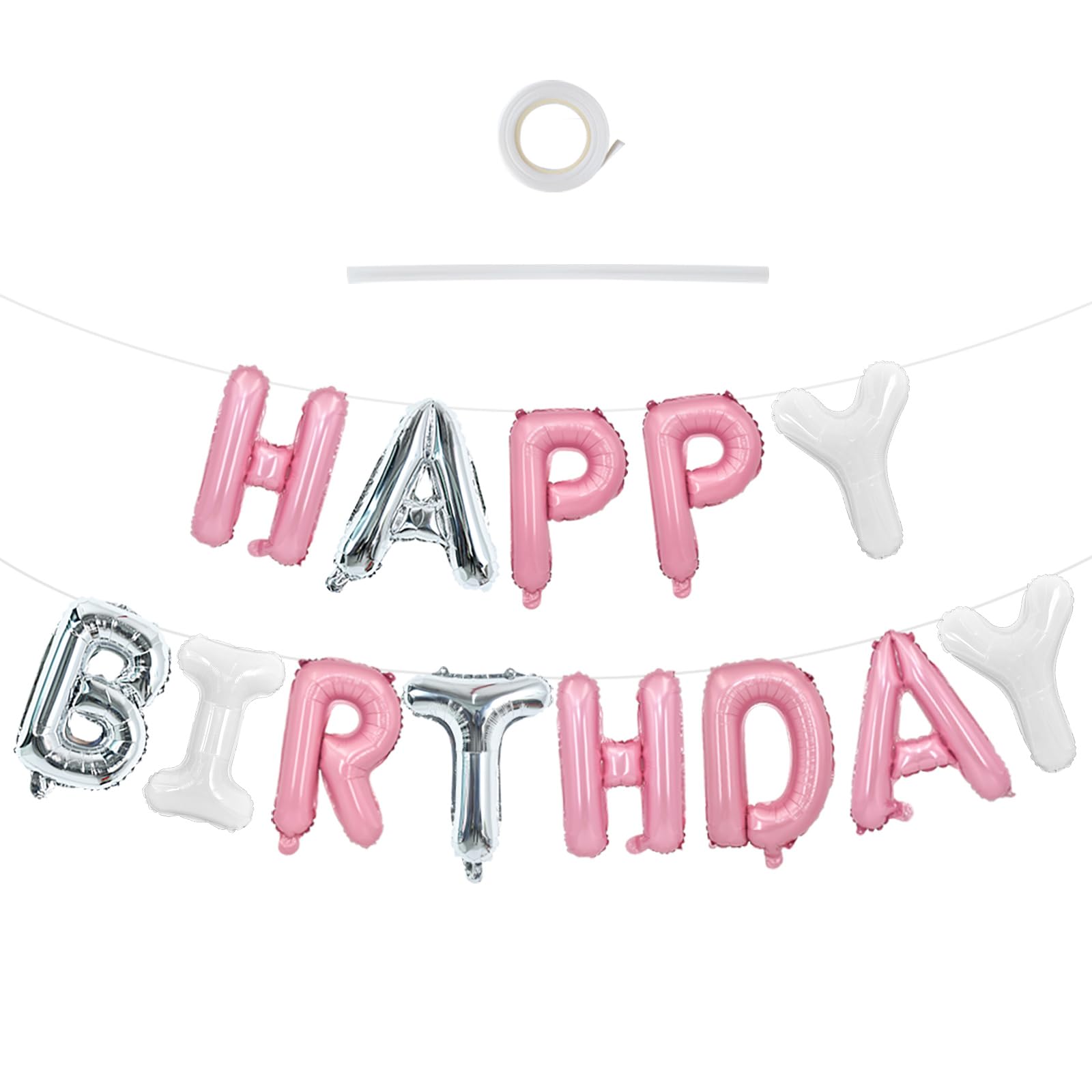 TONIFUL Happy Birthday Balloons Banner 16 Inch Mylar Foil Letters Birthday Sign Reusable for Girls Boys Kids & Adults Birthday Party Decorations