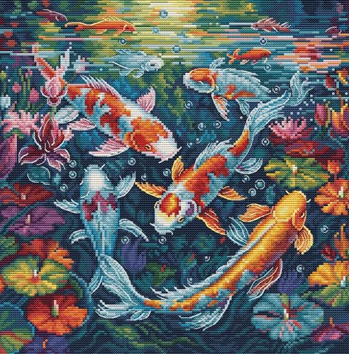Kit de broderie Luca-S BU5030 point de croix aquarium fils premium et toile Aida
