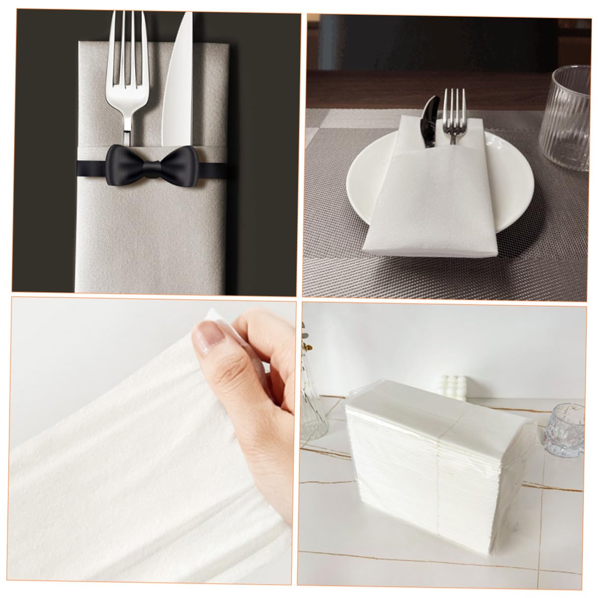 OUNONA 50 Stück Weiße Einweg Servietten Fasern Dickes Design Sichere und Praktische Tischservietten für Tägliche Unterhaltung und Dinner