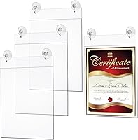Suzile 4-Pack 8.5x11 Acrylic Sign Holders with Suction Cups - Versatile Window Door Table Displays for Office Home Store