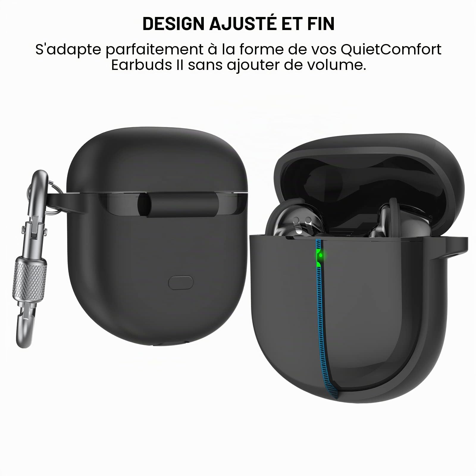Coque Silicone pour Bose QuietComfort Ultra Earbuds II 2023 - Étui Protection Anti-Rayures Antichoc Noir