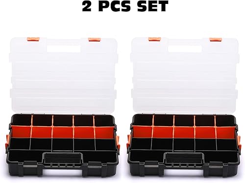 Miniatura 2 de AIRTOON Caja de herramientas organizadora de piezas pequeñas negras entrelazadas para sujetadores y manualidades con divisores extraíbles (paquete