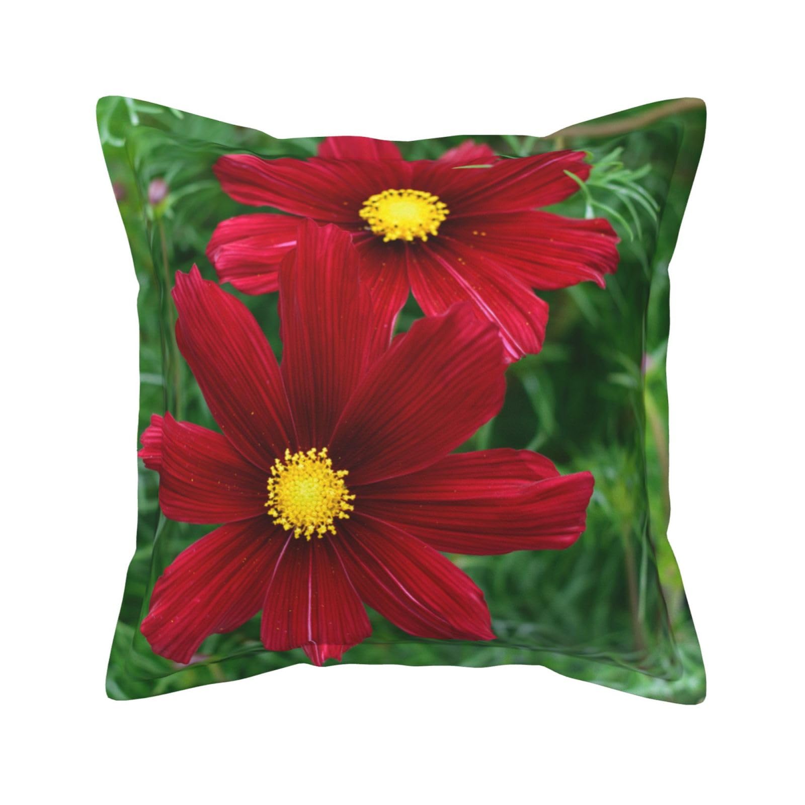 Housse de coussin extérieur cuir imperméable fleur rouge pour canapé