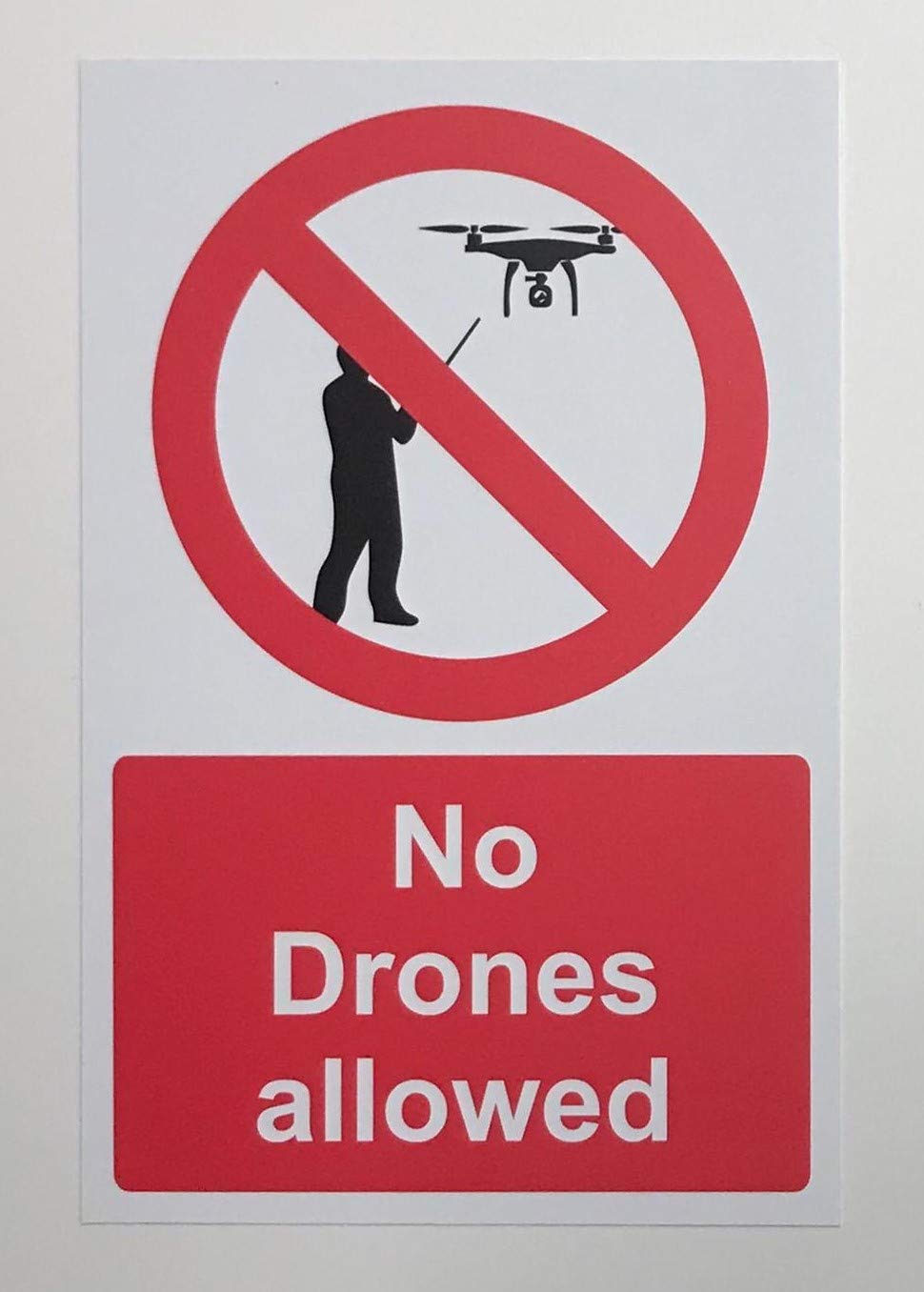 No drones allowed prohibition Safety sign - 3mm Aluminium sign 300mm x 200mm