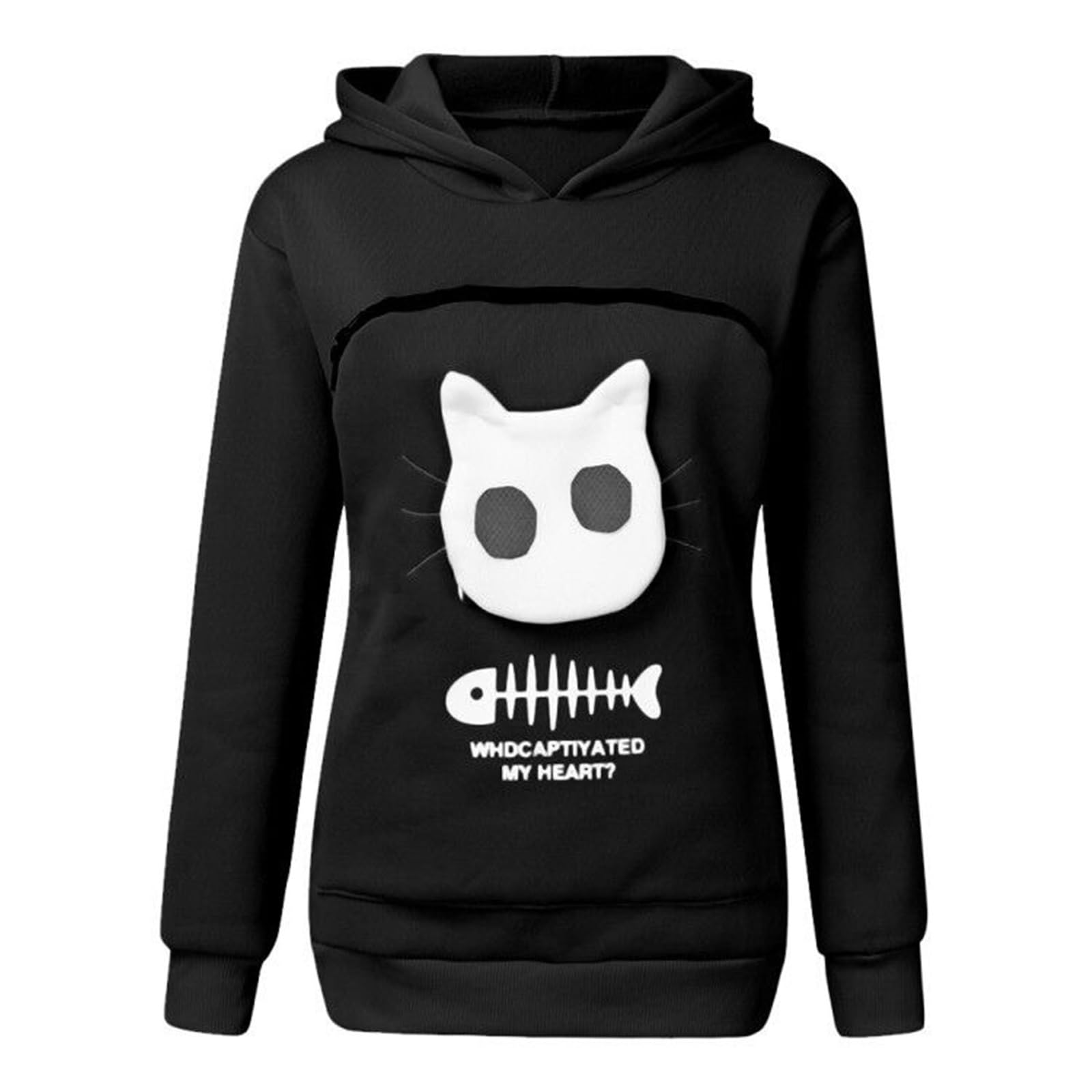 Sweat à capuche en sherpa noir pour cocooner à la maison avec son chat