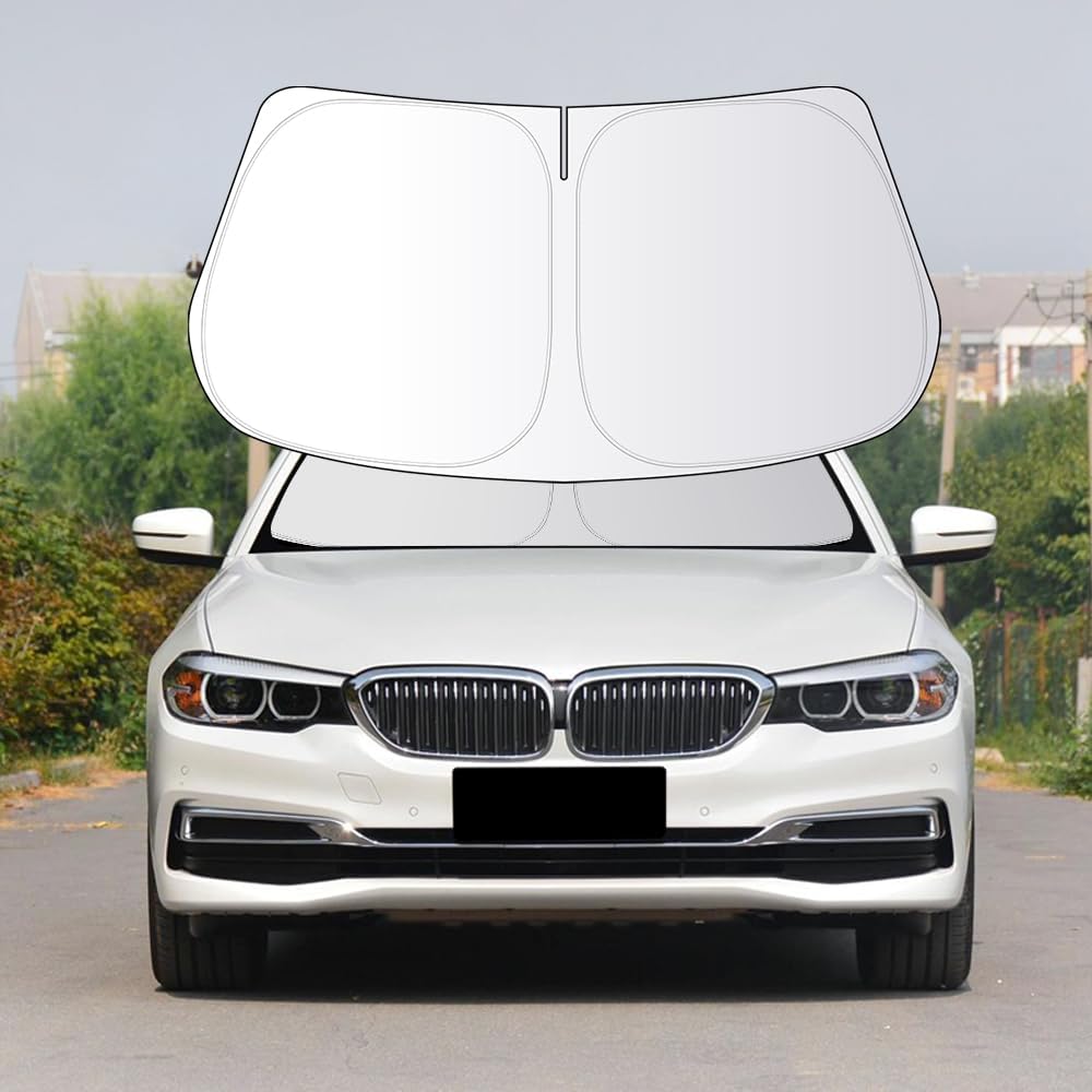 Front Windshield Sun Shade Custom Fit Compatible for BMW 5 Series 528i 535i 530i 525i 540i 520i 530e 545i 550i 535d 2011-2020 Sunshade Foldable UV Ray Reflector Visor Accessories Cover Reflective