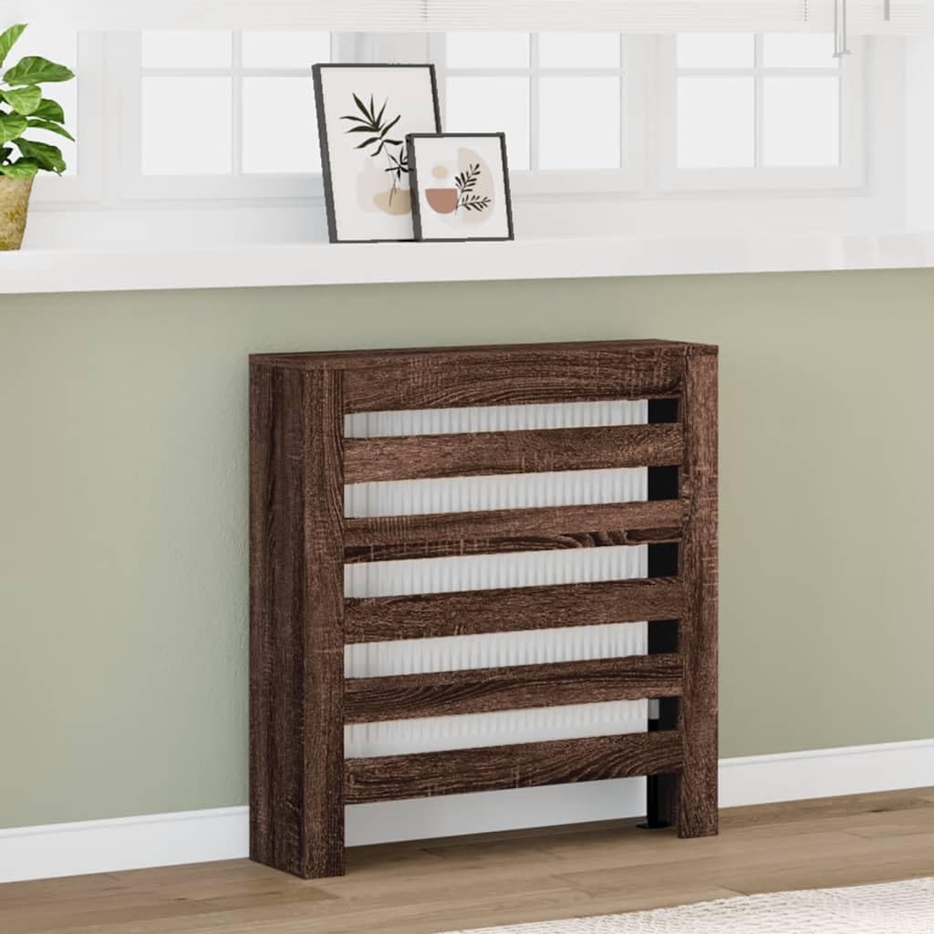 Mangloder Heizkörperverkleidung Eichen-Optik aus Holzwerkstoff 78 x 20 x 82 cm, Heizkörper zubehör mit Latten, Abdeckung für Wohnzimmer, Pflege leicht und dekorativ