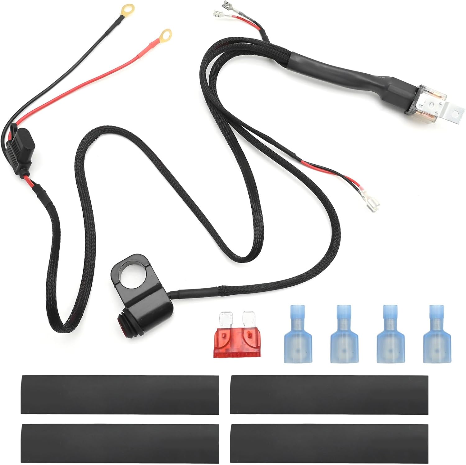 2 Lead Light Bar Harness Kit, 7/8” Motorcycle Handlebar Switch, 12V 40A Relay Fuse Wire Harness Kit, Replacement for Motorcycle ATV Dirt Bike Scooter Lights