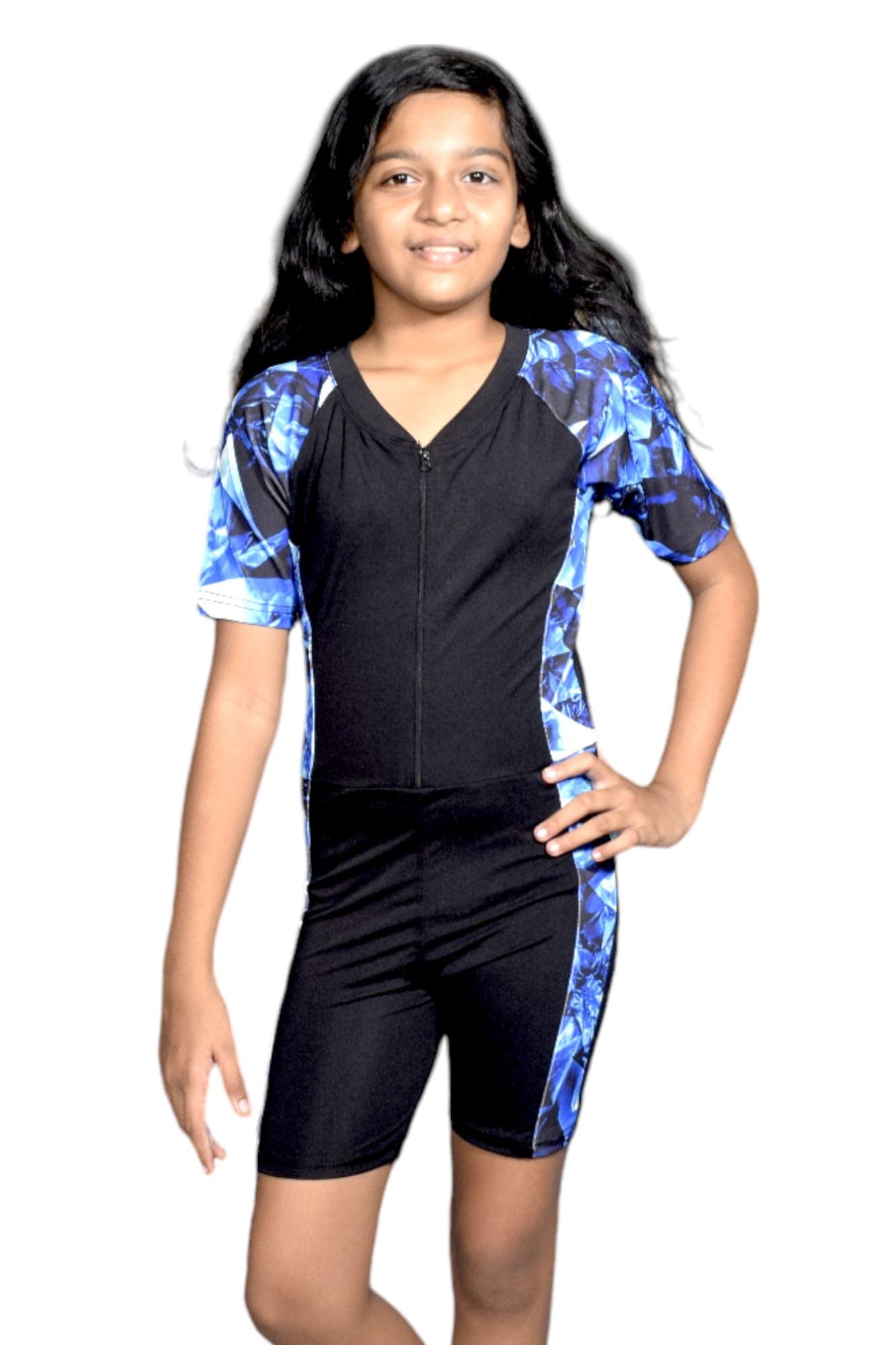 Regular Fit Spandex Printed Half Sleeves Swim Suit for Girls | Swimming Suit | Adjustable, Breathable, Quick Drying Swim Suit for Swimming, Yoga, Gym Waterpark-image-48