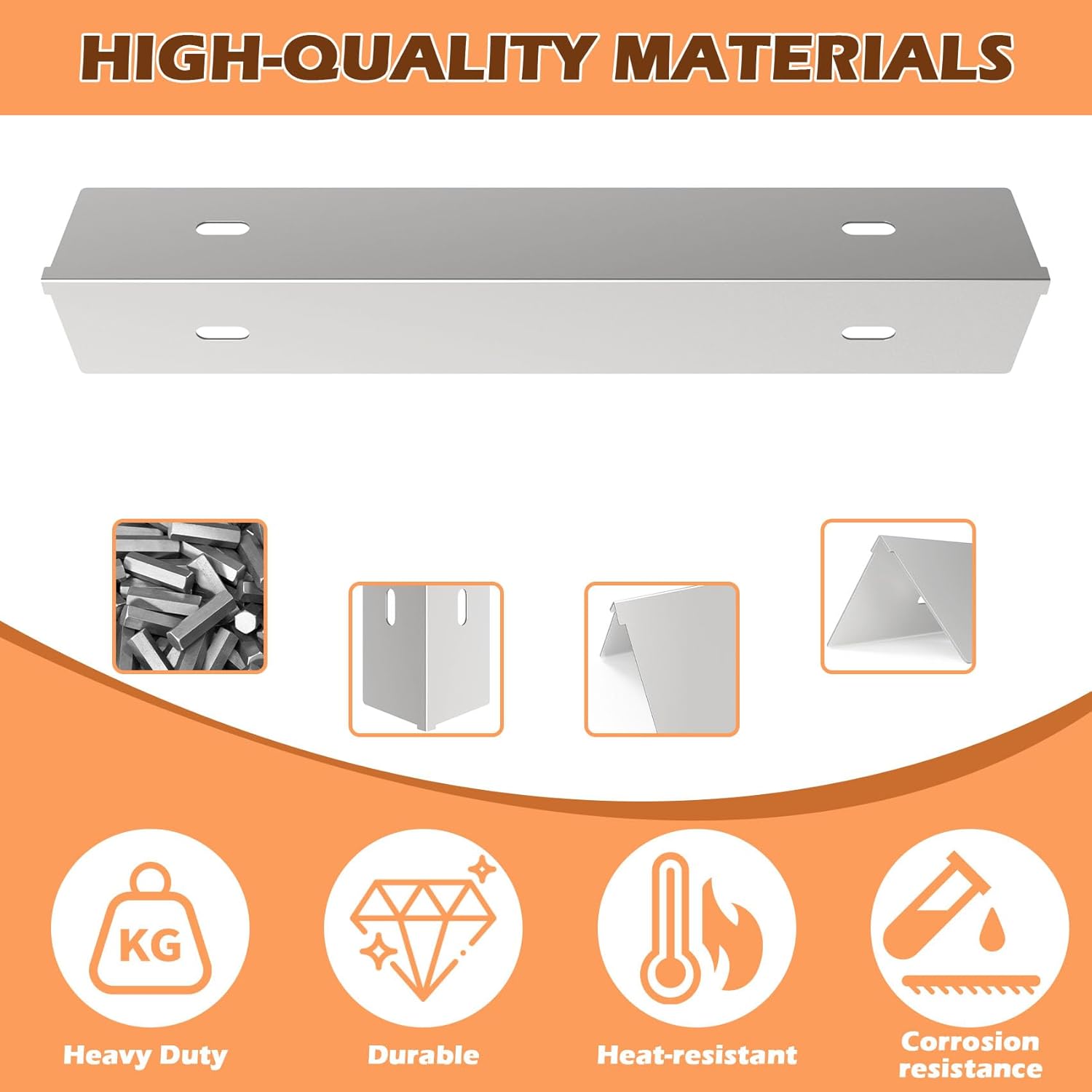 Stainless Steel Heat Plates Flavorizer Bar BBQ Replacement Part for Napoleon Rogue Series, Prestige 500, PRO 500 RSIB Gas Grills, 4 Pack Flame Tamer for Napoleon Sear Plate #N305-0082