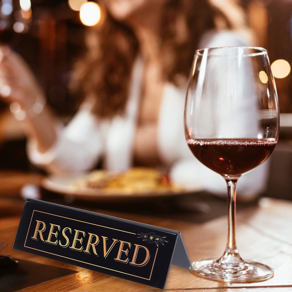 OLYCRAFT 10Pcs Negro Reservado Mesa Signo 150x41mm Acrílico Reservado Carpa Signos Impermeable de Doble Cara Invitado Reserva Mesa Signo para Restaurante Bar Boda Fiesta Reunión Reserva de Asiento
