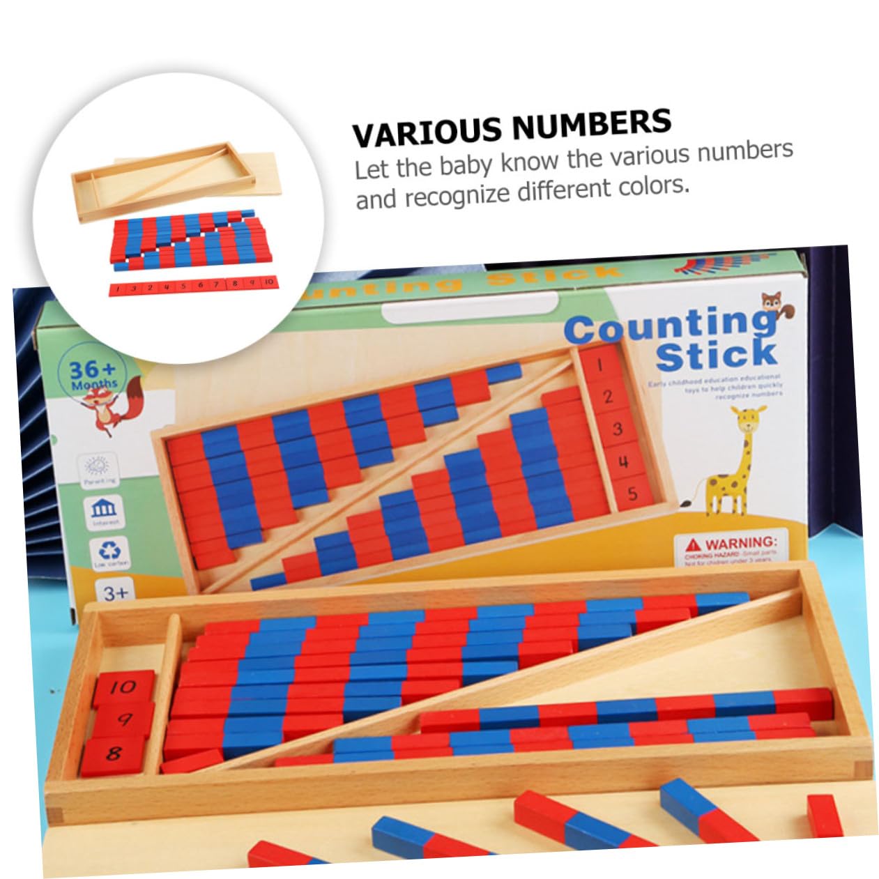 Bâtonnets à Compter Montessori 1 Set en Plastique, Jouet Mathématique