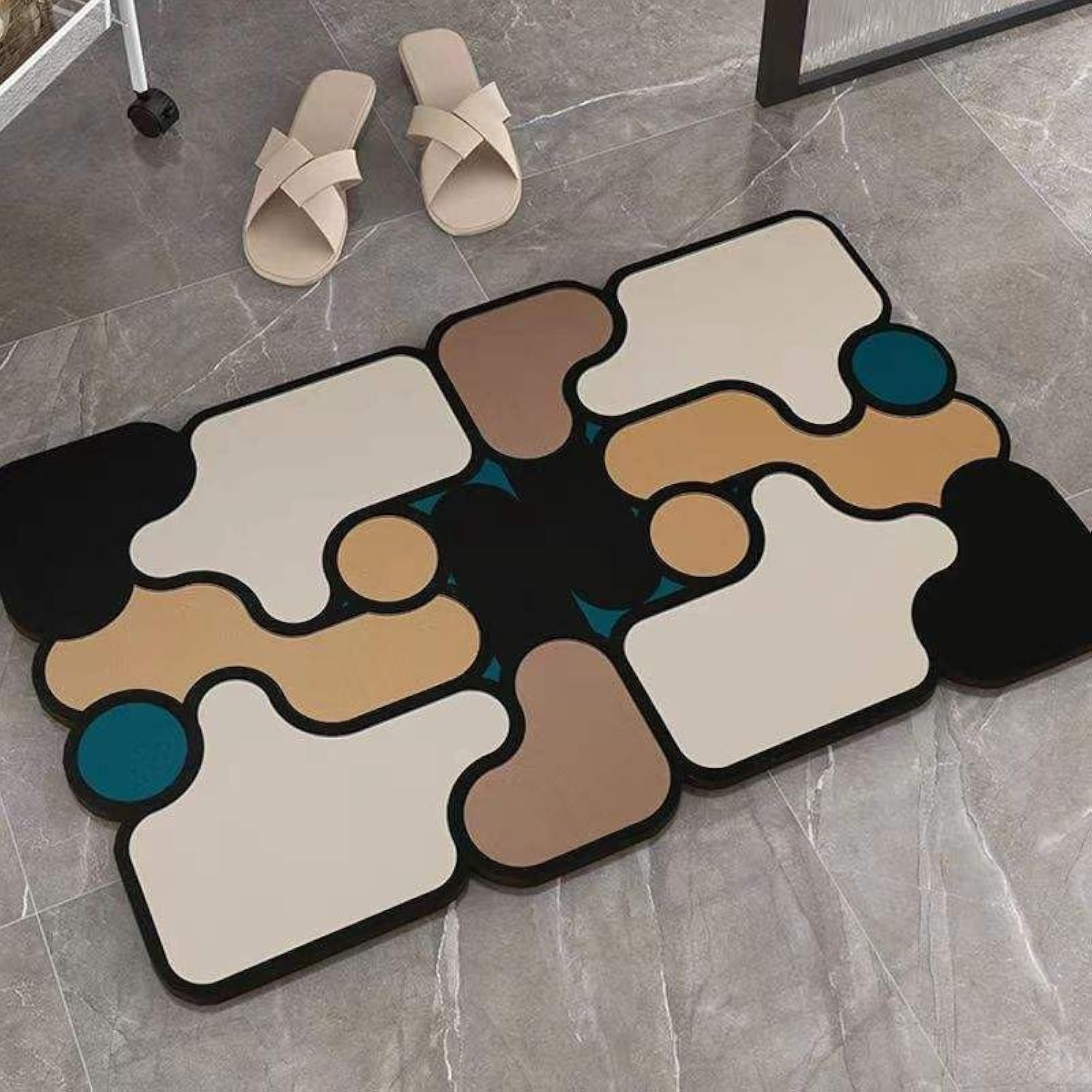5D Puzzle Style Bath Rug, Super Absorbent