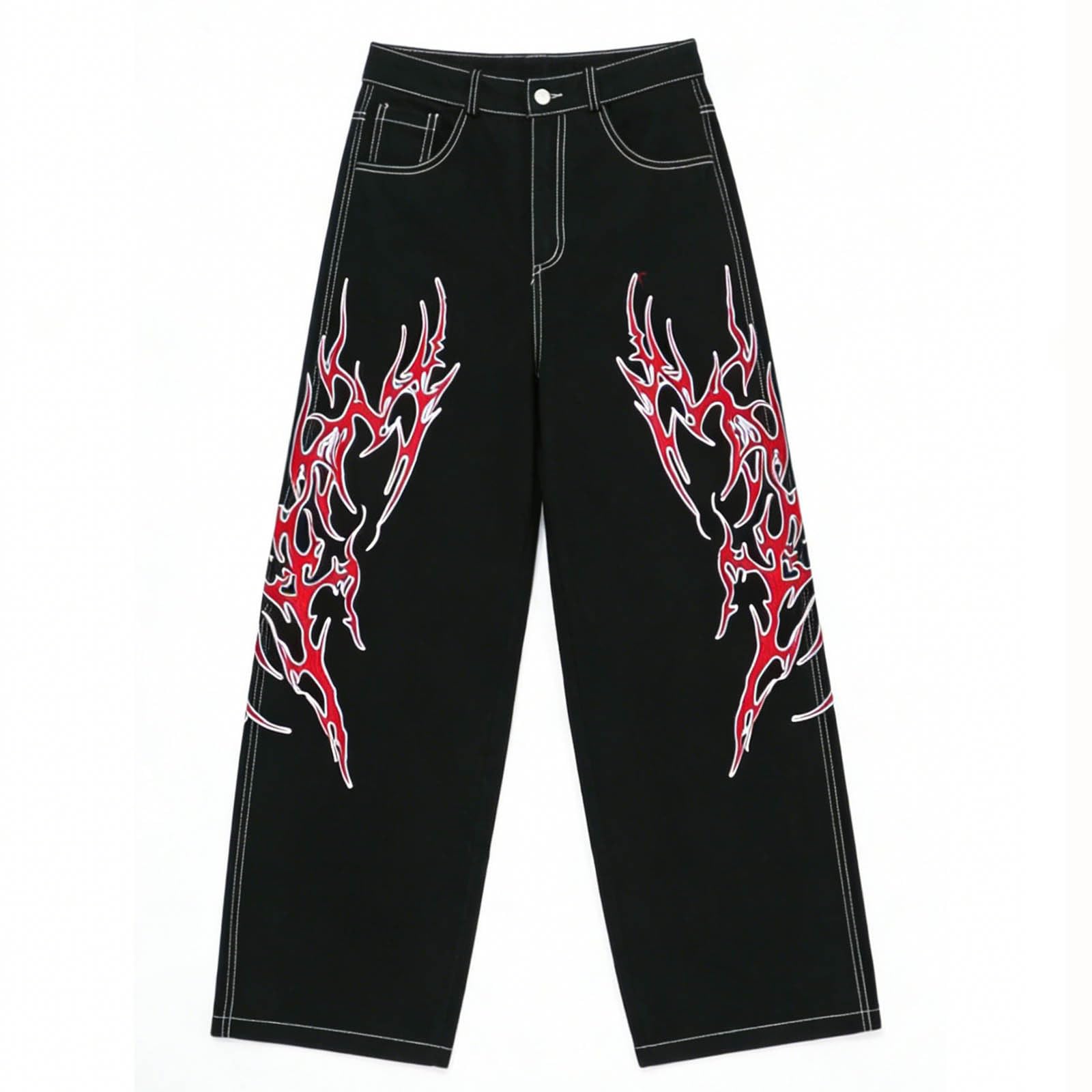 Genérico PantalóN Vaquero Hombre,Pantalones Vaqueros De Mezclilla Estampados De Estilo Holgados E Informales para Uso Diario