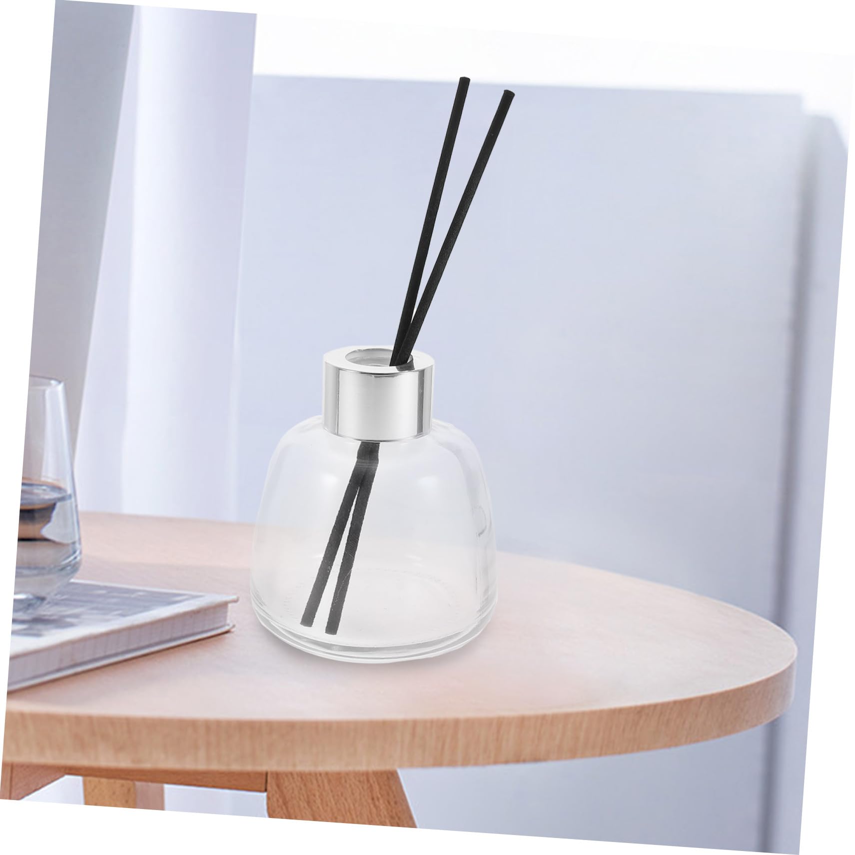 Botella Difusora De Perfume 100ml Transparente De Vidrio, Juego con 2 Frascos y 10 Varillas Negras De 16cm, Difusor De Aceites Esenciales para Aromaterapia Casa, Set Completo
