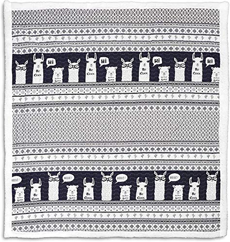 Lush Decor Llama Stripe Fuzzy Reversible Sherpa Throw Blanket, 60” X 50”, Navy #TOP3