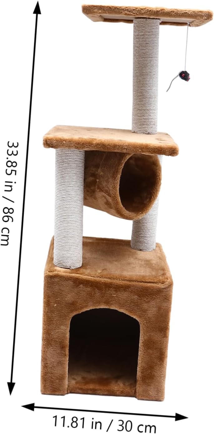 Stable Cat Climbing Frame with Scratching Board Cat Activity Center Nest Teaser for Indoor Cats Materials