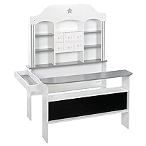roba Negozio giocattolo in stile elegante, Cassetti, Pannelli laterali e frontali con accessori, Bianco grigio