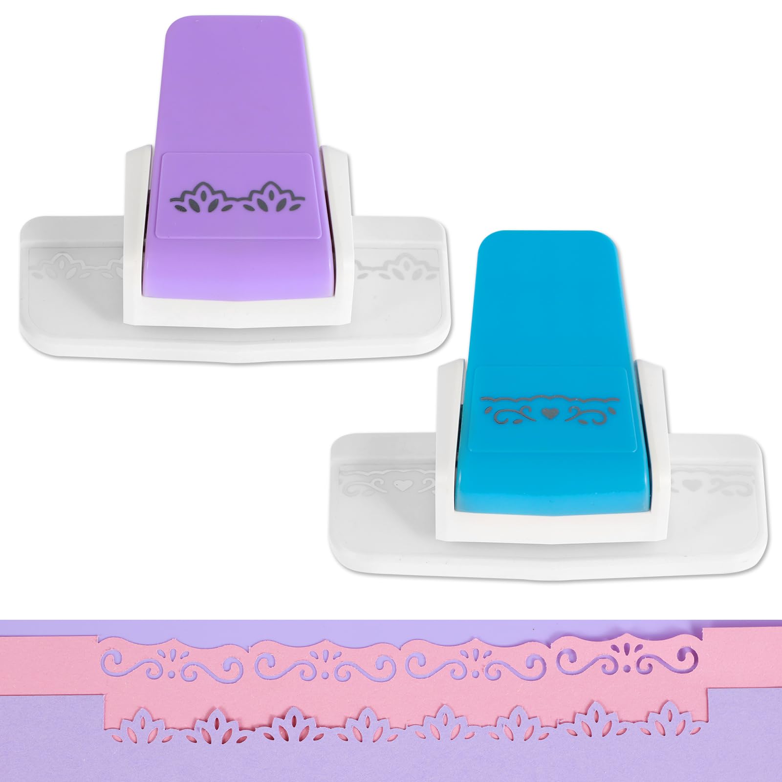 KTZCTPCA 2Pcs Border Punch, Paper Craft Puncher With Delicate Punch Pattern Edge, Ideal for Scrapbooking, Journaling, Card Making, Printmaking and More