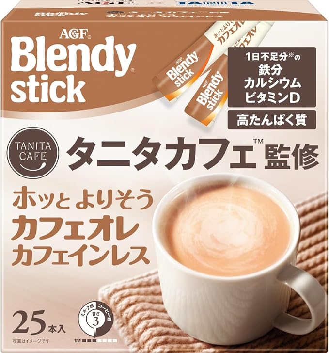 AGF ブレンディ スティック タニタカフェ監修 ホッとよりそうカフェオレ カフェインレス 25本 【 スティックコーヒー 】【 たんぱく質 】