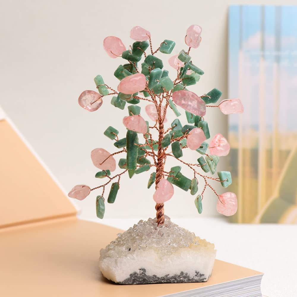 Quartz Rose Arbre de Vie Cristal Naturel Réduire le Stress Ambiance Zen Bureau Salon