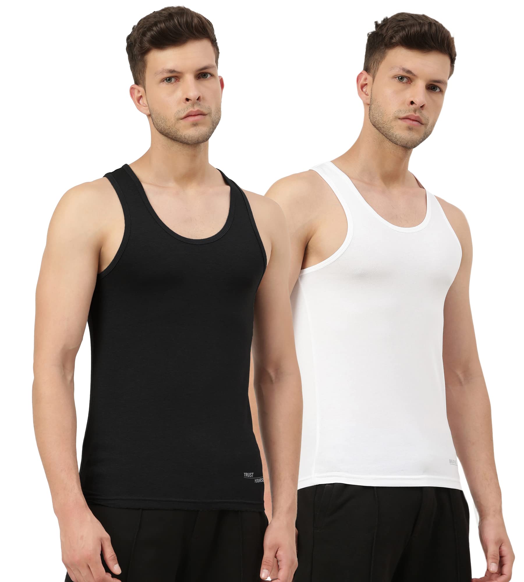 Vest for Men | Bamboo Sleeveless Super Soft Round Neck Gym Comfort Vests | Workout Regular Fit Innerwear | Breathable Sando with Long Hemline | Double Pack-image-38