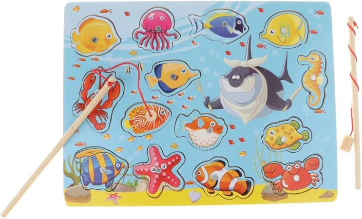 Amazon  子供 釣りおもちゃ 15個 魚動物 パズルボード 釣竿セット 